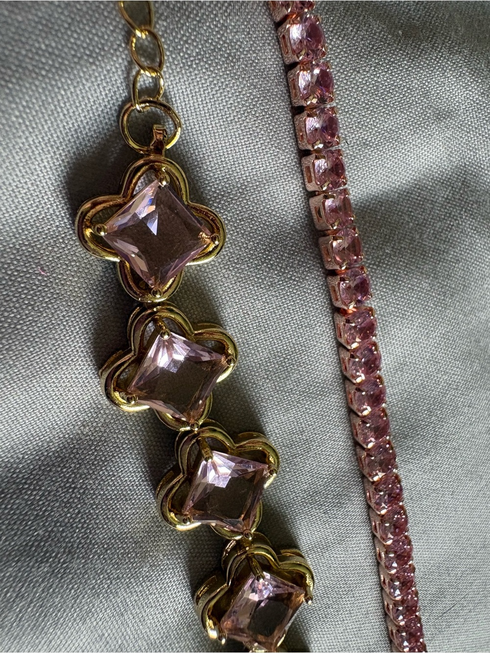 Gold-Tone Pink Crystal Bracelet - Elegant Women's Jewelry